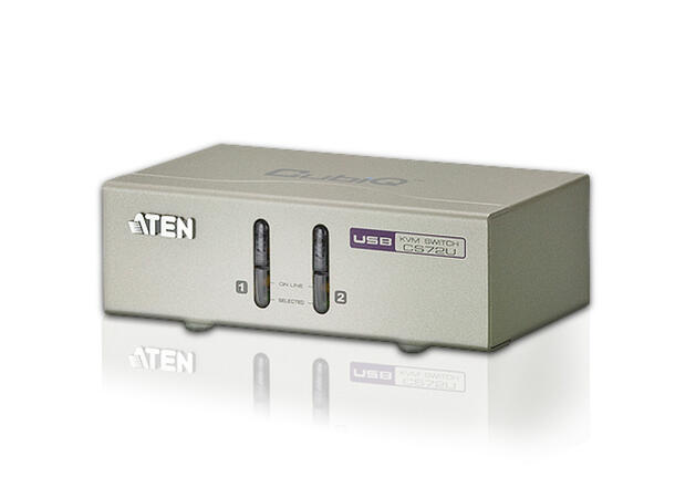 Aten KVM  2-PC 1-Bruker CS72U Switch box, VGA, USB, Lyd.