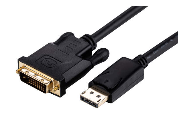 LinkIT DisplayPort til DVI-D  1 m Svart DVI Single link, 20-pin - 24-pin han-han