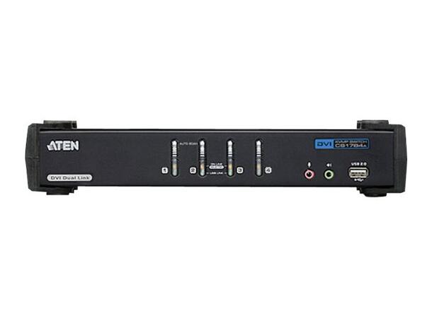 Aten KVM 4-PC 1-Bruker CubiQ CS1784A Switch Box | DVI-I DL | USB | Lyd | 3D