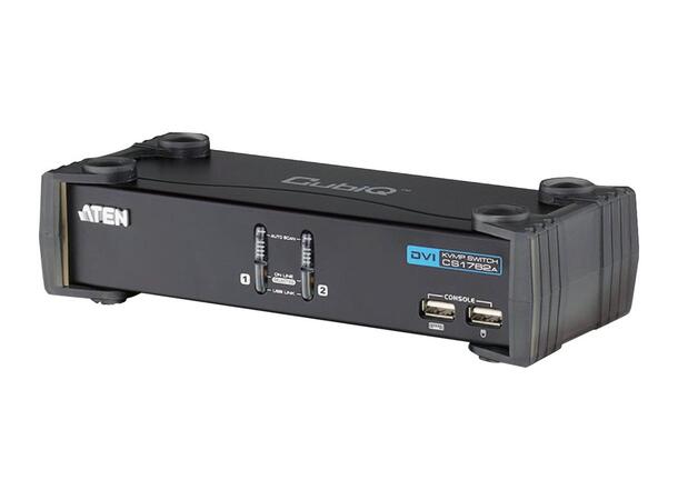 Aten KVM  2-PC 1-Bruker CS1762A Switch Box, DVI-I, USB, Lyd. Ink. kabler