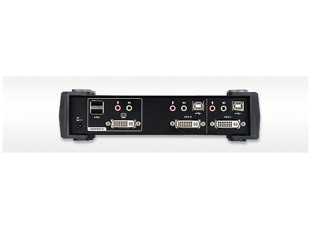 Aten KVM  2-PC 1-Bruker CS1762A Switch Box, DVI-I, USB, Lyd. Ink. kabler