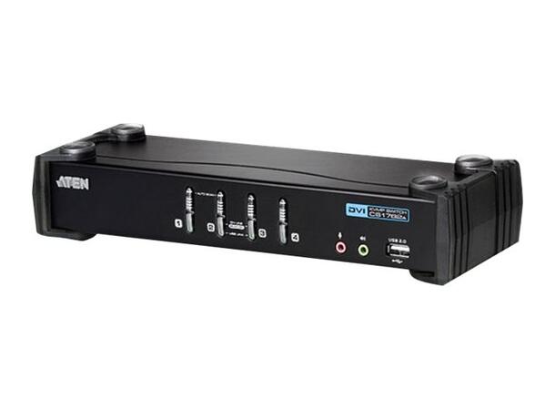 Aten KVM  4-PC 1-Bruker CS1764A Switch Box | DVI-I | USB | Lyd