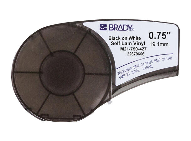 Brady BMP21/M210, B427, 19,1mm, 4,3m Svart/hvit selvlaminerende El.nr18 06619
