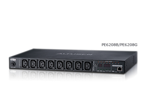 Altusen Eco PDU IP 8-Port PE6208G 1U Rack plass, 16 AMP, 7xC13, 1xC19