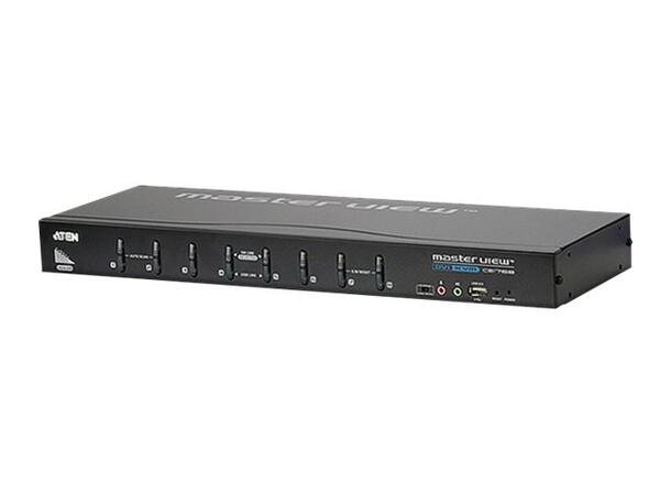 Aten KVM  8-PC 1-Bruker Rack CS1768 Switch Box, DVI-I, 1xVGA, USB, Lyd