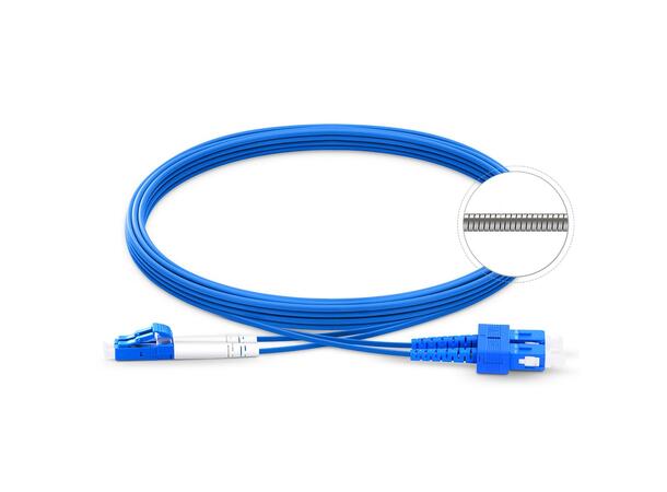 LinkIT Fiberpatch armert OS2 LC/SC   7 m Flettet stålkappe 9/125 duplex LSZH blå