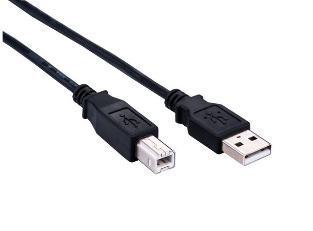 Elivi USB A til B kabel 0,5 meter 2.0, Svart (Stor B kontakt)
