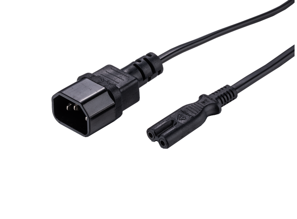 LinkIT strømkabel C14/C7 svart 1m PVC | 2 x 0.75 mm²