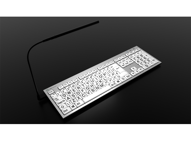 Logickeyboard XLPrint PC Slim B/W UK PC Silver + Lamp