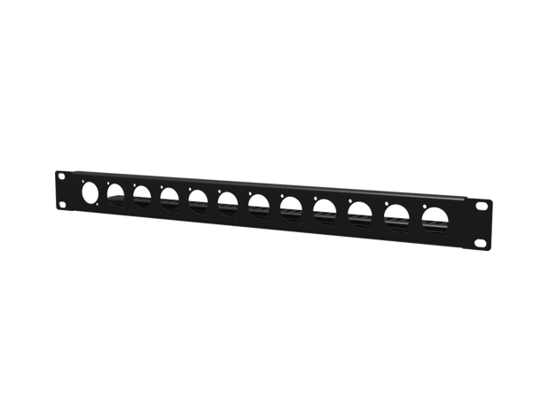 19" blind panel with 12 D-size holes 483x44x83mm | D-Size connectors