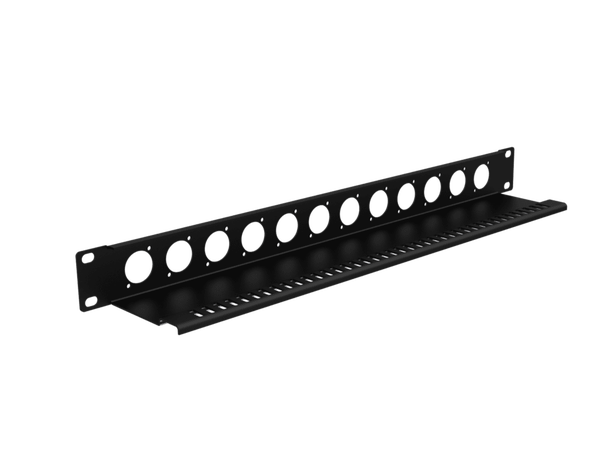 19" blind panel with 12 D-size holes 483x44x83mm | D-Size connectors