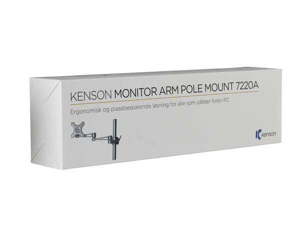 KENSON Monitor Arm Pole 7220A Singel | Sølv | Klemmefeste