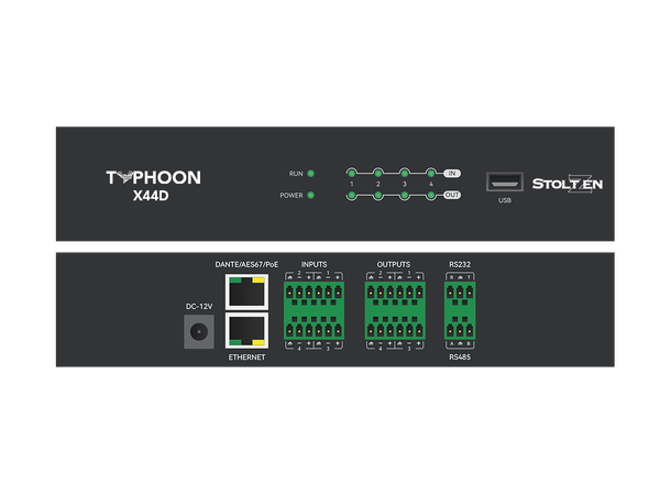 Stoltzen Typhoon X44D DSP Dante Dante 4x4 | Analog 4x4 | USB | 10x10