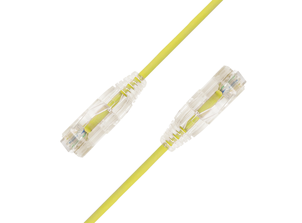 LinkIT U/UTP SlimPatch Cat6a yellow 0.3m AWG28/7 | LSZH |Snagless | OD 3.6mm 