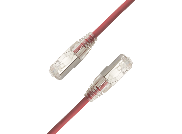 LinkIT F/UTP SlimPatch Cat6a red  0.2m AWG 28 | LSZH | Snagless | OD 4.7mm 