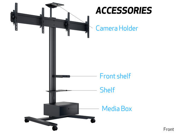 Multibrackets Gulvtralle 180 Dual Black Svart, 2x50kg, 800x400, 40-60" 