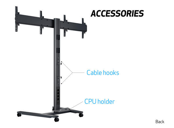 Multibrackets Gulvtralle 180 Dual Black Svart, 2x50kg, 800x400, 40-60" 