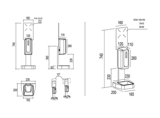 Multibrackets Håndsprit dispenser Bordstativ 