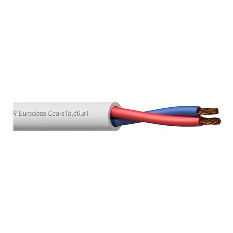 Procab H&#248;yttalerkabel CLS225-CCA Hvit 2x2.5mm&#178; EN50399 CPR Euroclass 100m