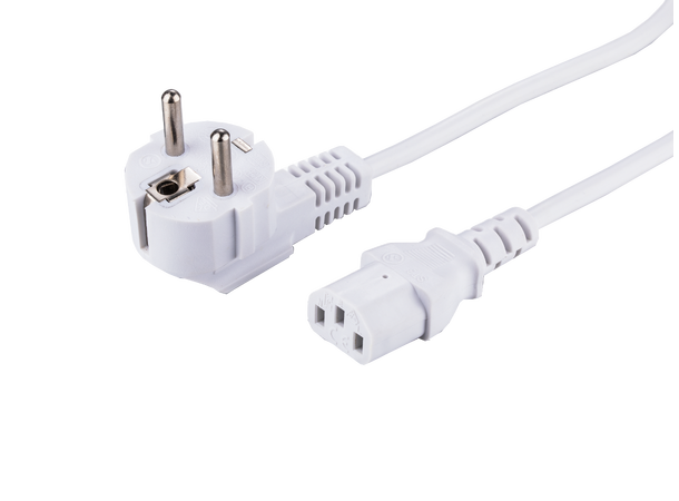 LinkIT Power Cable CEE7/7 - C13 White 2m Angled Schuko - C13 | PVC | 3 x 0.75 mm² 