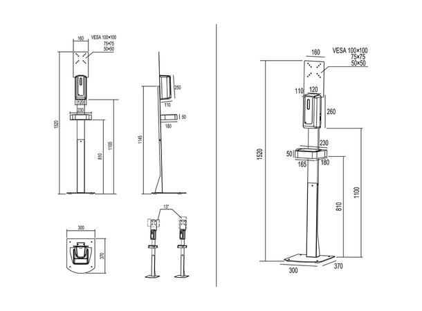 Multibrackets Håndsprit dispenser Gulvstativ 