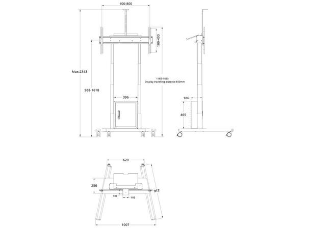 Multibrackets Motorized Floorstand incl cabinet & camerashelf 120kg White 
