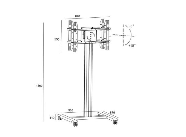 Multibrackets Gulvtralle Public 180 B2B Sort, 800x500, max 40kg per skjerm, 