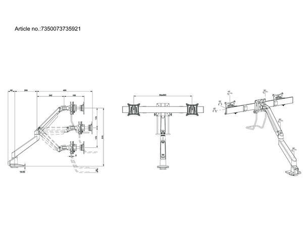 Multibrackets VESA Gas Lift Arm Single B lack w. DuoCrossbar 