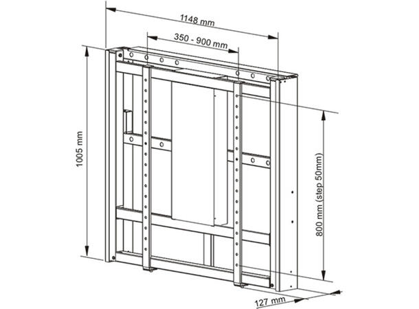 Multibrackets Veggfeste motorisert 80Kg 50 cm høydejustering, 42-110", hvit 