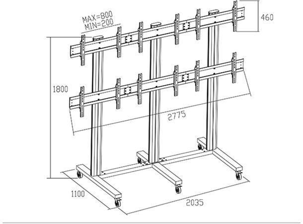 Multibrackets Gulvstativ 6 skjermer 40-55", 800x400, maks 240kg, 