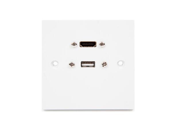 LinkIT Wall outlet 1x HDMI| 1x USB-A 86x86mm duct and wall box | 15cm cables 