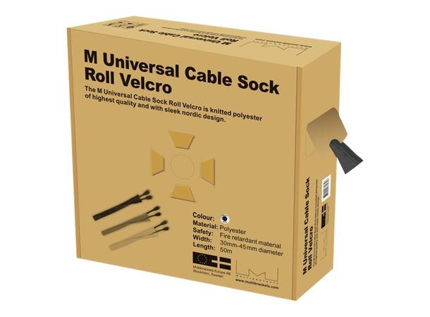 M Cable Sock Roll Velcro Black 50m-L 