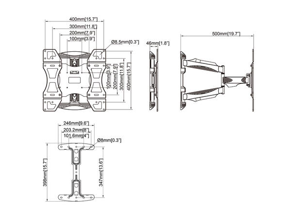 Multibrackets VESA Flexarm Full Motion S ingle, 400x40 