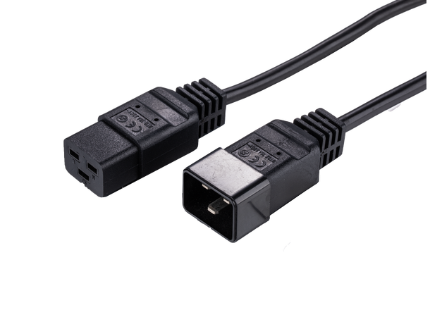 LinkIT Power Cable C19/C20 black 1m male-female | LSZH | 3 x 1.5 mm² H05VV-F 