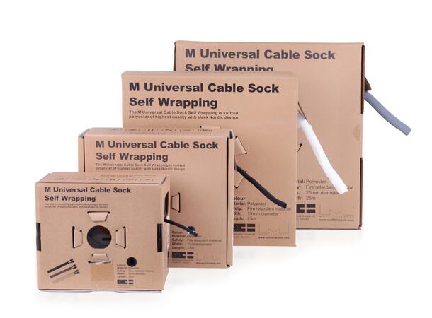 M Universal Cable Sock Self Wrap Basic 19mm Black 50m 