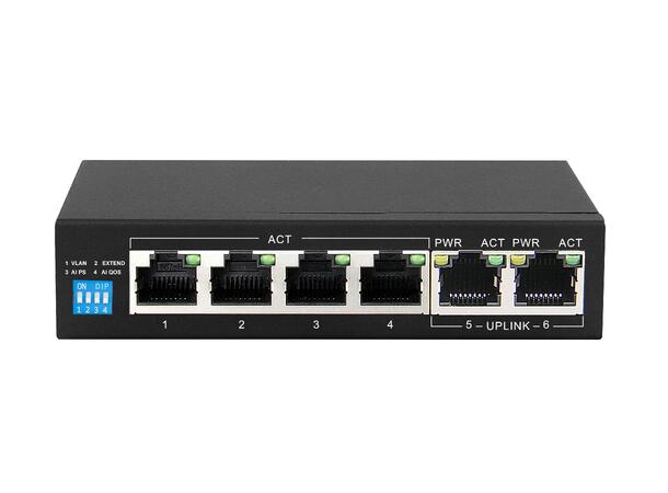 LinkIT PS504GT PoE+ Switch 6-port 4 PoE+ ports, 802.11at, 94W 