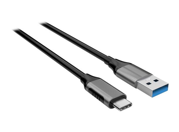 Elivi USB A till C kabel 1 meter Svart/Space Grå, 5gbps/3A 