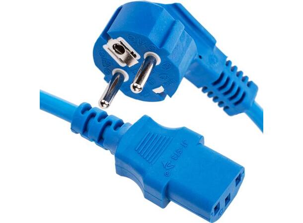 LinkIT strömkabel  CEE7/7 - C13 Blå 2m Vinklet Schuko - C13 | 3 x 1,00 mm²| PVC 