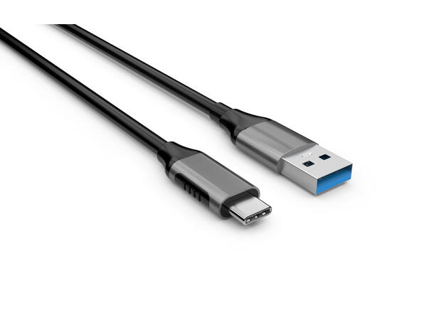 Elivi USB A till C kabel 2 meter Svart/Space Grå, 5gbps/3A 