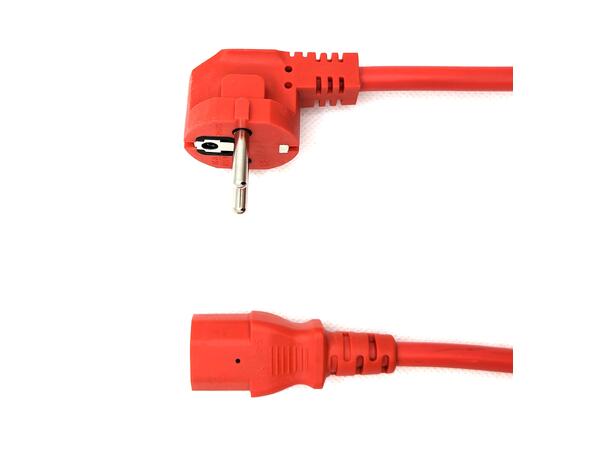 LinkIT strömkabel CEE 7/7 - C13 Röd 1m Vinklet Schuko - C13 | PVC | 3x1,50 mm² 