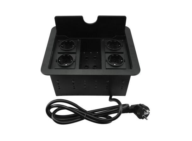 Stoltzen TALOS Tablebox 4x4 Black Cable Cubby w/4x power & 4x cable outlet 