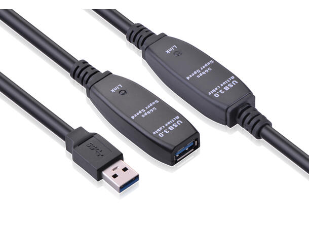 Elivi USB 3.0 A förlängnings kabel 10 m Aktiv, M/F, 3.0, Svart 
