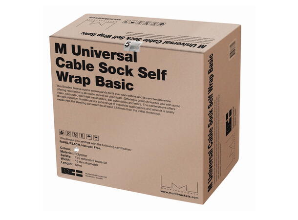 Multibrackets Universal Cable Sock Self Wrap Basic 19mm White 50m 