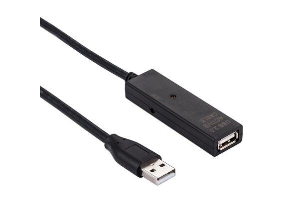 Elivi USB 2.0 A förlängnings kabel 10 m Aktiv, M/F, 2.0, Svart 