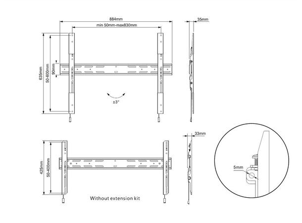 Multibrackets Universal Wallmount Fixed X Large 