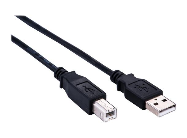 Elivi USB A till B kabel 0,5 meter 2.0, Svart (Stor B kontakt) 