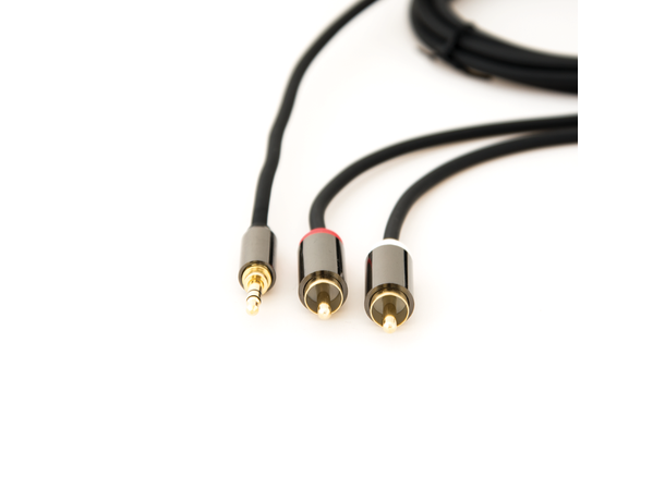 Stoltzen Flex sound cable 3.5mm - 2xRC Very flexible cable| 2 x 3mm| Gold Conn. 