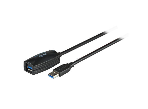 Elivi USB 3.0 A förlängnings kabel 5 m Aktiv, M/F, 3.0, Svart 
