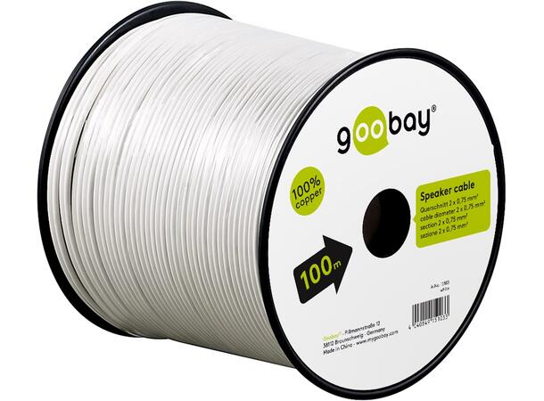 Goobay Speaker Cable white CCA 100 m spool, cable diameter 2 x 1.5 mm² 