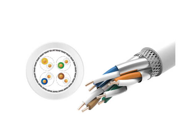 LinkIT Cat.6a S/FTP LSZH vit 305m Installations kabel | AWG 23/1 | 500Mhz 